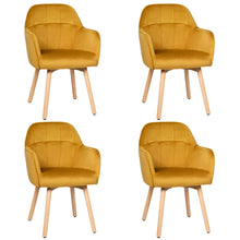 Load image into Gallery viewer, Gymax 4PCS Modern Accent Armchair Upholstered Leisure Chair w/ Wooden Legs Yellow