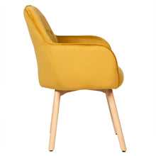 Load image into Gallery viewer, Gymax 4PCS Modern Accent Armchair Upholstered Leisure Chair w/ Wooden Legs Yellow