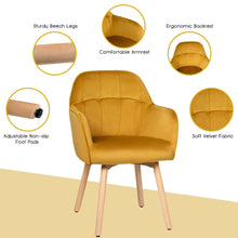 Load image into Gallery viewer, Gymax 4PCS Modern Accent Armchair Upholstered Leisure Chair w/ Wooden Legs Yellow