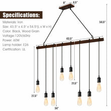 Load image into Gallery viewer, Gymax 8-light Industrial Pendant Light Wood Hanging Chandelier Fixture for Home Decor