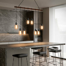Load image into Gallery viewer, Gymax 8-light Industrial Pendant Light Wood Hanging Chandelier Fixture for Home Decor