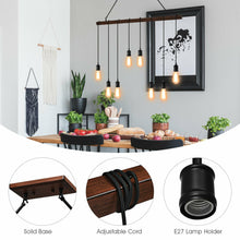 Load image into Gallery viewer, Gymax 8-light Industrial Pendant Light Wood Hanging Chandelier Fixture for Home Decor