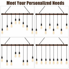 Load image into Gallery viewer, Gymax 8-light Industrial Pendant Light Wood Hanging Chandelier Fixture for Home Decor