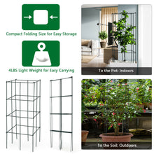 Load image into Gallery viewer, Gymax 4 Pack Tomato Cages Garden Cages Stakes Plant Trellis 16'' x 16'' x 39''