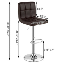 Load image into Gallery viewer, Gymax Set of 4 PU Leather Bar Stool Swivel Bar Chair w/ Adjustable Height Brown