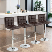Load image into Gallery viewer, Gymax Set of 4 PU Leather Bar Stool Swivel Bar Chair w/ Adjustable Height Brown