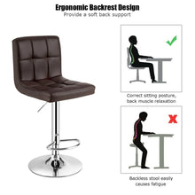 Load image into Gallery viewer, Gymax Set of 4 PU Leather Bar Stool Swivel Bar Chair w/ Adjustable Height Brown