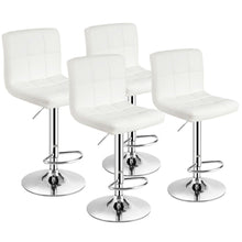 Load image into Gallery viewer, Gymax Set of 4 PU Leather Bar Stool Swivel Bar Chair w/ Adjustable Height White