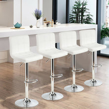 Load image into Gallery viewer, Gymax Set of 4 PU Leather Bar Stool Swivel Bar Chair w/ Adjustable Height White