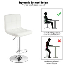 Load image into Gallery viewer, Gymax Set of 4 PU Leather Bar Stool Swivel Bar Chair w/ Adjustable Height White