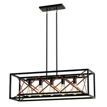 Load image into Gallery viewer, Gymax 5-Light Kitchen Island Pendant Light Wood Metal Chandelier for Dinning Room