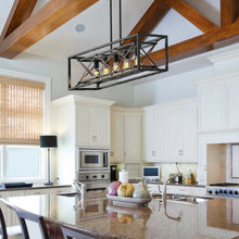 Load image into Gallery viewer, Gymax 5-Light Kitchen Island Pendant Light Wood Metal Chandelier for Dinning Room