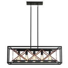 Load image into Gallery viewer, Gymax 5-Light Kitchen Island Pendant Light Wood Metal Chandelier for Dinning Room