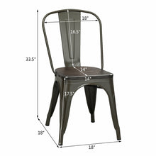 Load image into Gallery viewer, Gymax Set of 4 Tolix Style Metal Dining Side Chair Wood Seat Stackable Bistro Cafe Gun