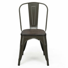 Load image into Gallery viewer, Gymax Set of 4 Tolix Style Metal Dining Side Chair Wood Seat Stackable Bistro Cafe Gun
