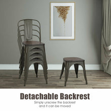 Load image into Gallery viewer, Gymax Set of 4 Tolix Style Metal Dining Side Chair Wood Seat Stackable Bistro Cafe Gun