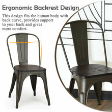 Load image into Gallery viewer, Gymax Set of 4 Tolix Style Metal Dining Side Chair Wood Seat Stackable Bistro Cafe Gun