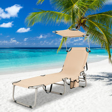 Load image into Gallery viewer, Gymax Foldable Lounge Chair Adjustable Outdoor Beach Patio Pool Recliner W/ Sun Shade