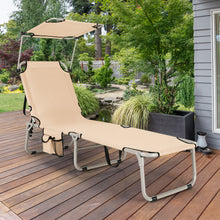 Load image into Gallery viewer, Gymax Foldable Lounge Chair Adjustable Outdoor Beach Patio Pool Recliner W/ Sun Shade