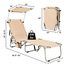 Load image into Gallery viewer, Gymax Foldable Lounge Chair Adjustable Outdoor Beach Patio Pool Recliner W/ Sun Shade