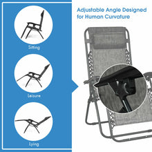 Load image into Gallery viewer, Gymax 3PCS Zero Gravity Recliner Lounge Chairs Pillows Table Portable Folding Grey