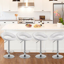 Load image into Gallery viewer, Gymax Set of 4 Adjustable Bar Stools Swivel Pub Chairs Barstools PU Leather White