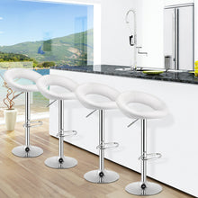 Load image into Gallery viewer, Gymax Set of 4 Adjustable Bar Stools Swivel Pub Chairs Barstools PU Leather White