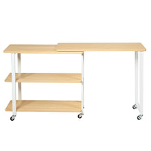 Load image into Gallery viewer, Gymax Sofa Side End Table 360-degree Rotating Bookcase w/ Storage Shelves & Wheels Natural