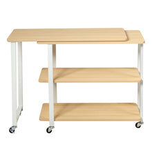 Load image into Gallery viewer, Gymax Sofa Side End Table 360-degree Rotating Bookcase w/ Storage Shelves & Wheels Natural