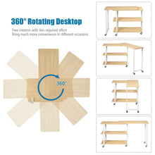 Load image into Gallery viewer, Gymax Sofa Side End Table 360-degree Rotating Bookcase w/ Storage Shelves & Wheels Natural