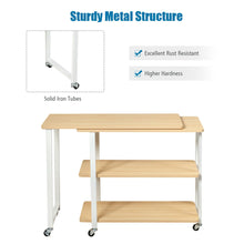 Load image into Gallery viewer, Gymax Sofa Side End Table 360-degree Rotating Bookcase w/ Storage Shelves & Wheels Natural