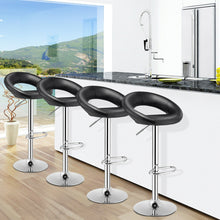 Load image into Gallery viewer, Gymax Set of 4 Adjustable Bar Stools Swivel Pub Chairs Barstools PU Leather Black