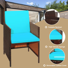 Load image into Gallery viewer, Gymax 9PCS Rattan Wicker Dining Set Patio Outdoor Furniture Set w/ Turquoise Cushion