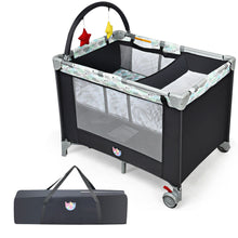 Load image into Gallery viewer, Gymax Portable Baby Playard Playpen Nursery Center w/ Changing Station & Mattress