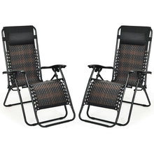 Load image into Gallery viewer, Gymax Folding Set of 2 Rattan Patio Zero Gravity Lounge Chair Recliner w/ Headrest