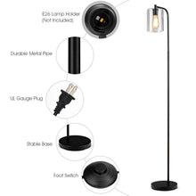 Load image into Gallery viewer, Gymax Industrial Floor Lamp w/ Glass Shade Indoor Modern Tall Pole Lamp for Office