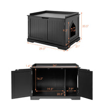 Load image into Gallery viewer, Gymax Cat Litter Box Wooden Enclosure Pet House Sidetable Washroom Storage Bench Black