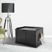 Load image into Gallery viewer, Gymax Cat Litter Box Wooden Enclosure Pet House Sidetable Washroom Storage Bench Black