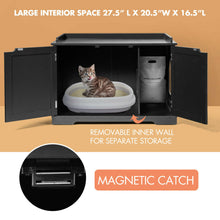 Load image into Gallery viewer, Gymax Cat Litter Box Wooden Enclosure Pet House Sidetable Washroom Storage Bench Black