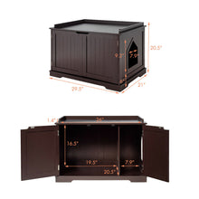 Load image into Gallery viewer, Gymax Cat Litter Box Wooden Enclosure Pet House Sidetable Washroom Storage Bench Brown