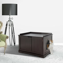 Load image into Gallery viewer, Gymax Cat Litter Box Wooden Enclosure Pet House Sidetable Washroom Storage Bench Brown
