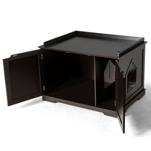 Load image into Gallery viewer, Gymax Cat Litter Box Wooden Enclosure Pet House Sidetable Washroom Storage Bench Brown