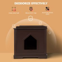 Load image into Gallery viewer, Gymax Cat Litter Box Wooden Enclosure Pet House Sidetable Washroom Storage Bench Brown