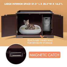 Load image into Gallery viewer, Gymax Cat Litter Box Wooden Enclosure Pet House Sidetable Washroom Storage Bench Brown
