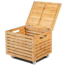 Load image into Gallery viewer, Gymax Bamboo Rolling Storage Organizer Box Wood Storage Office Box
