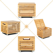 Load image into Gallery viewer, Gymax Bamboo Rolling Storage Organizer Box Wood Storage Office Box