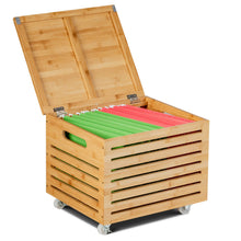 Load image into Gallery viewer, Gymax Bamboo Rolling Storage Organizer Box Wood Storage Office Box