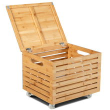 Load image into Gallery viewer, Gymax Bamboo Rolling Storage Organizer Box Wood Storage Office Box