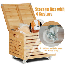 Load image into Gallery viewer, Gymax Bamboo Rolling Storage Organizer Box Wood Storage Office Box