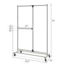 Load image into Gallery viewer, Gymax Heavy Duty Dual Bar Adjustable Garment Rack Rolling Clothes Organizer On Wheels